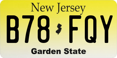 NJ license plate B78FQY