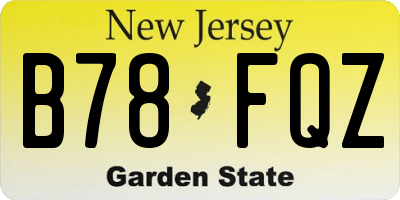 NJ license plate B78FQZ
