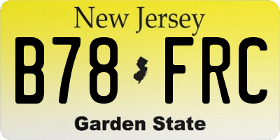 NJ license plate B78FRC