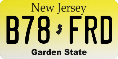 NJ license plate B78FRD