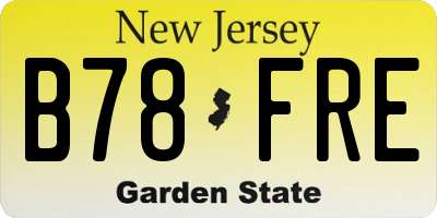 NJ license plate B78FRE
