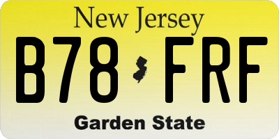 NJ license plate B78FRF