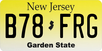 NJ license plate B78FRG