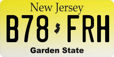 NJ license plate B78FRH