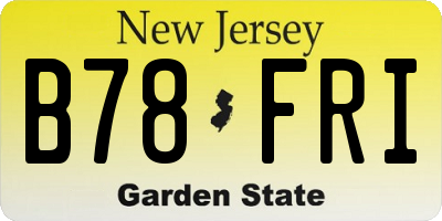 NJ license plate B78FRI