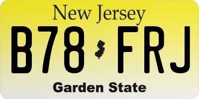 NJ license plate B78FRJ