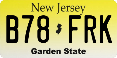 NJ license plate B78FRK