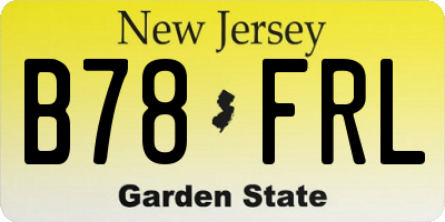 NJ license plate B78FRL