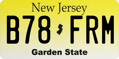 NJ license plate B78FRM