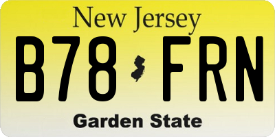 NJ license plate B78FRN