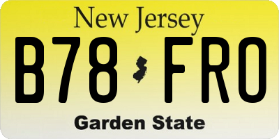 NJ license plate B78FRO