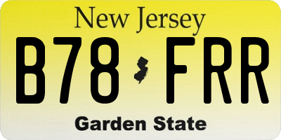 NJ license plate B78FRR