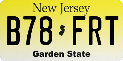 NJ license plate B78FRT