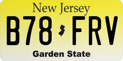 NJ license plate B78FRV