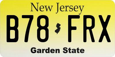 NJ license plate B78FRX