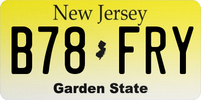 NJ license plate B78FRY