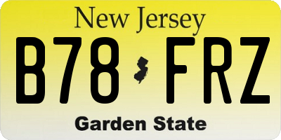 NJ license plate B78FRZ