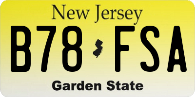 NJ license plate B78FSA