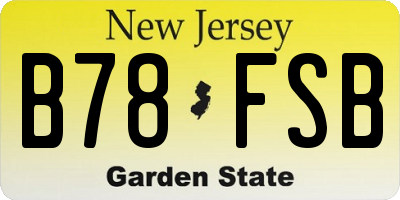 NJ license plate B78FSB