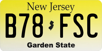 NJ license plate B78FSC