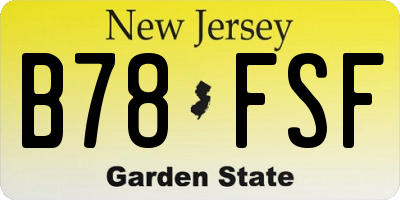 NJ license plate B78FSF