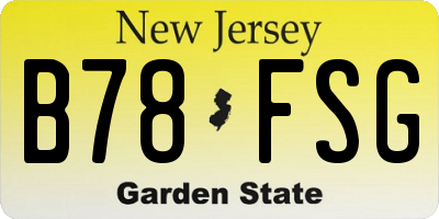 NJ license plate B78FSG