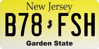 NJ license plate B78FSH