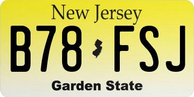 NJ license plate B78FSJ