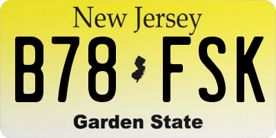 NJ license plate B78FSK