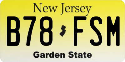 NJ license plate B78FSM