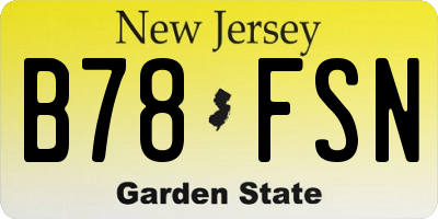 NJ license plate B78FSN