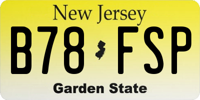 NJ license plate B78FSP