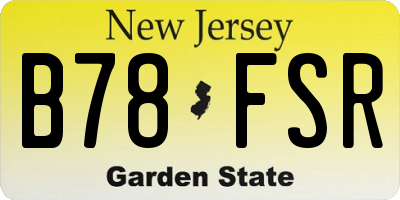 NJ license plate B78FSR