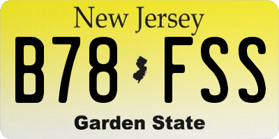 NJ license plate B78FSS