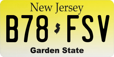 NJ license plate B78FSV