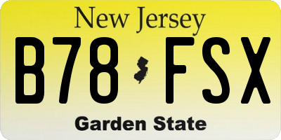 NJ license plate B78FSX