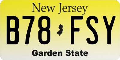 NJ license plate B78FSY
