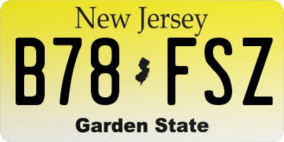 NJ license plate B78FSZ