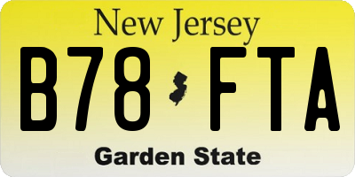 NJ license plate B78FTA