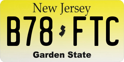 NJ license plate B78FTC