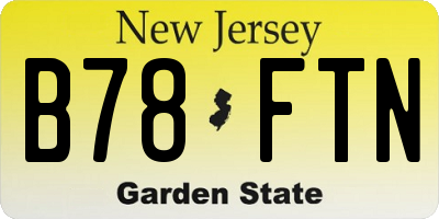 NJ license plate B78FTN