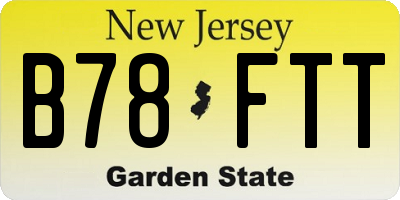 NJ license plate B78FTT
