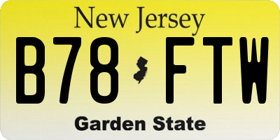 NJ license plate B78FTW