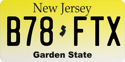 NJ license plate B78FTX