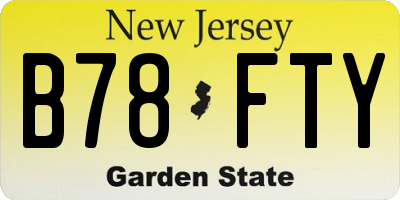 NJ license plate B78FTY