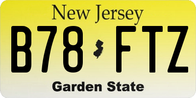 NJ license plate B78FTZ