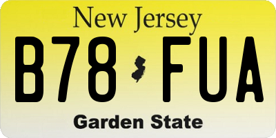 NJ license plate B78FUA