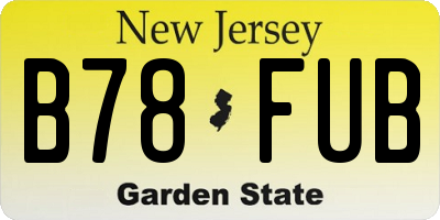 NJ license plate B78FUB