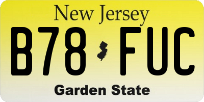 NJ license plate B78FUC