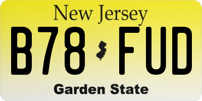 NJ license plate B78FUD